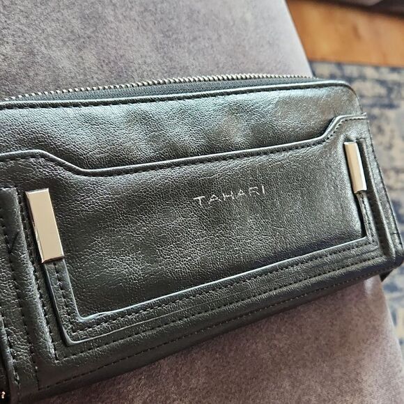 Tahari wallet wristlet clutch black leather wallet - Picture 14 of 16